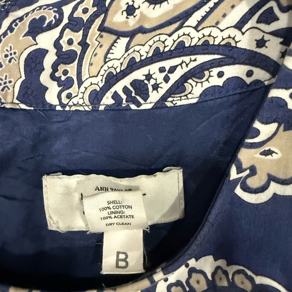Ann Taylor Loft Blue Paisley Sleeveless Dress Lined Size 10 Casual Office - Picture 6 of 7